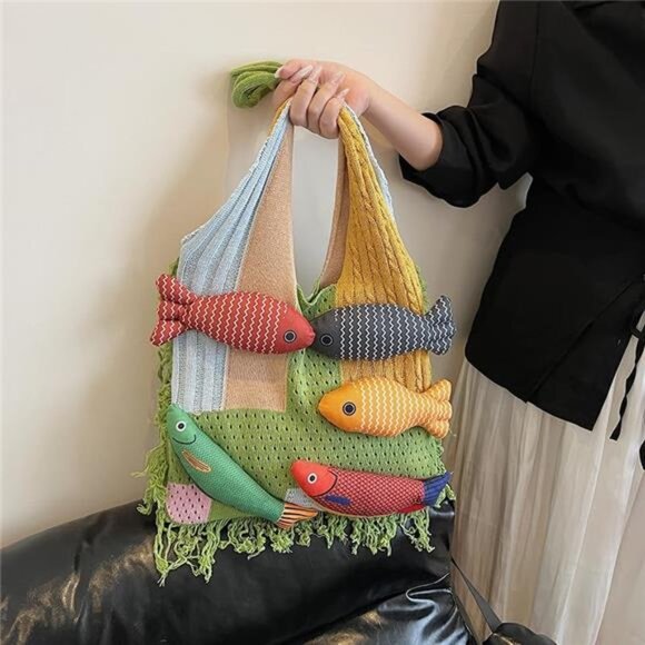 KAWAII Super Cute Funny FISH TOTE BAG Novelty HANDBAG UNIQUE Purse GIFT IDEA - Picture 4 of 7